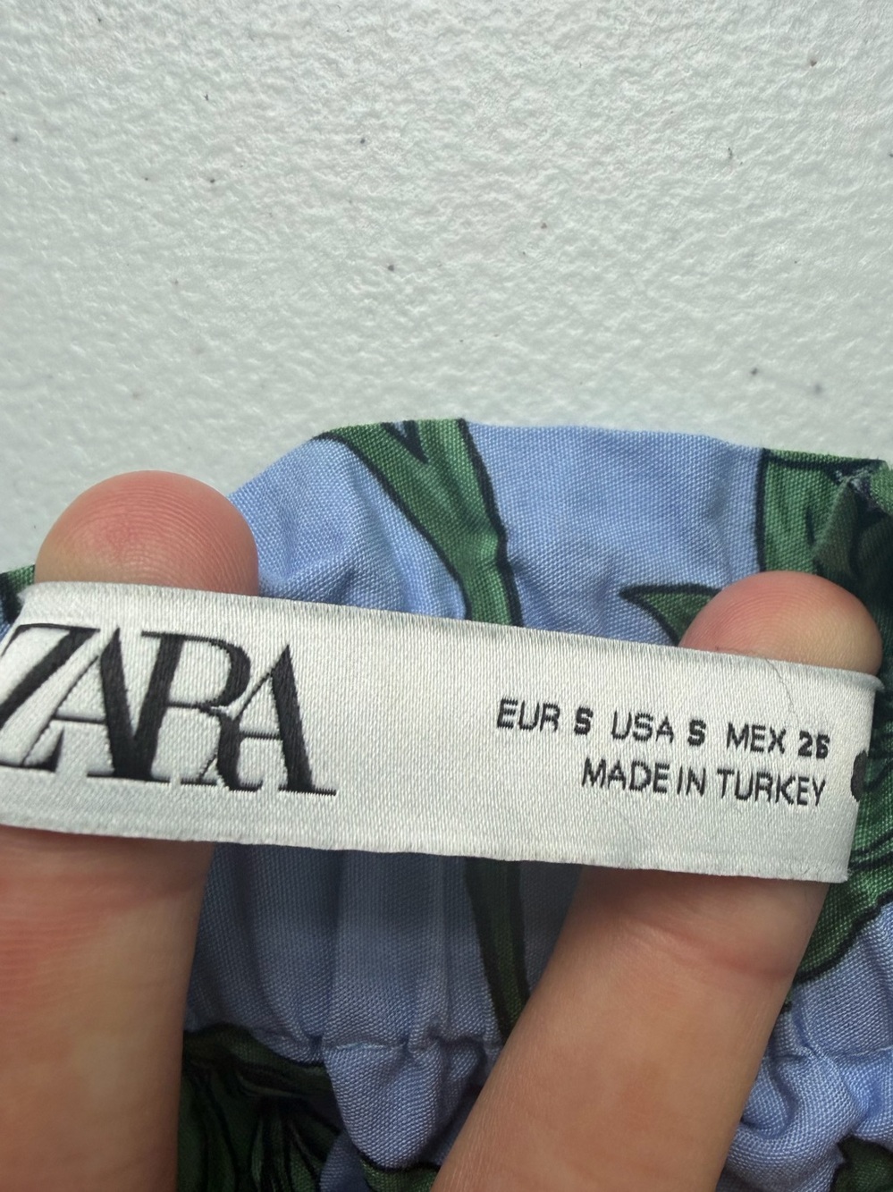 Zara Botanical Blue w/Green Floral Print Cotton Midi/Maxi Dress Size S - Picture 5 of 9